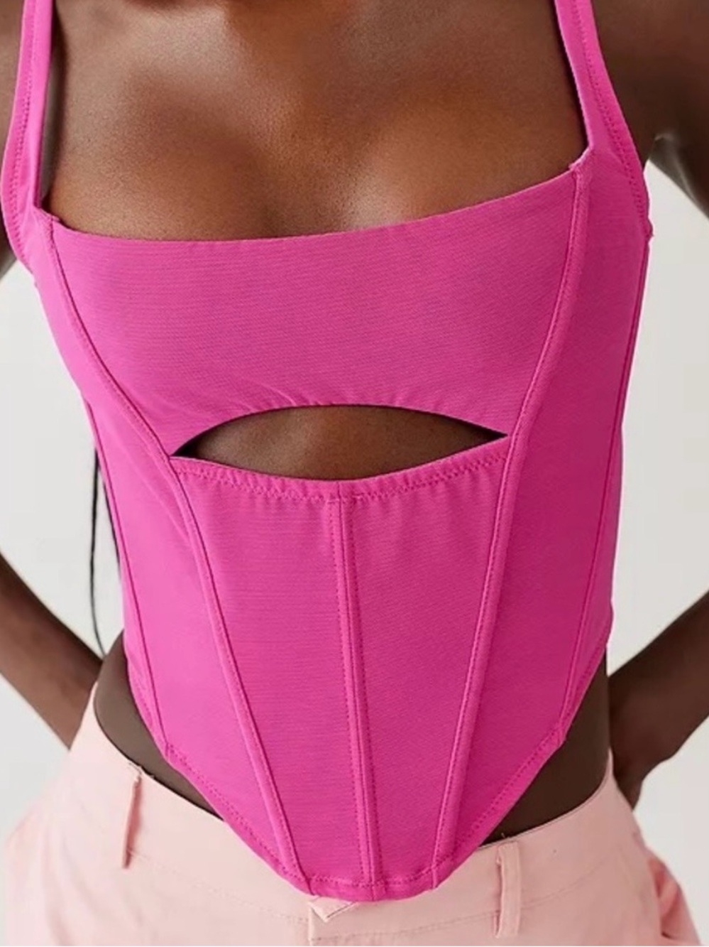 Urban Outfitters Pink Cutout Corset Tank